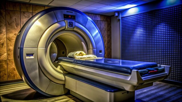 Demonstration of medical equipment, in the hospital premises, ultrasound, MRI, CT, X-ray machine, massage chair - Powered by Adobe