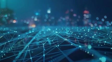 Obraz premium Smart city connection dot point connect with line network technology metaverse conceptBig data connection technology Telecommunication and communication network concept : Generative AI