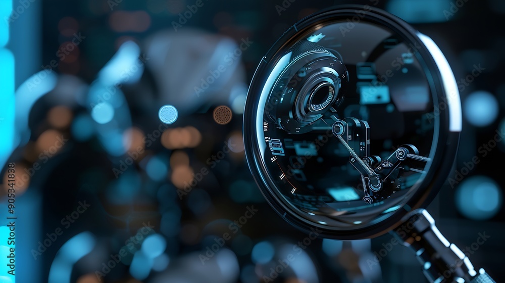 Aufkleber AI technology Magnifying glass focus AI artificial intelligence technology for technology smart robot science innovation futuristic : Generative AI