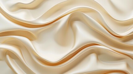 Obraz premium Elegant beige waveforms with silky smooth texture creating a luxurious 3d background