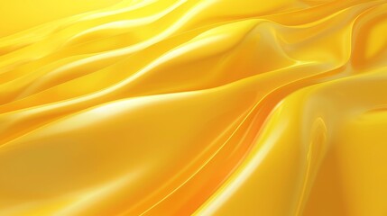 Fototapeta premium Vibrant yellow fluid waveforms with glossy textures creating a modern 3d background