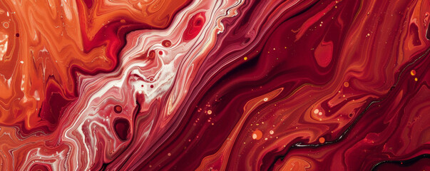 A crimson abstract background with swirling, marbled patterns in shades of red, orange, and white, giving a sense of organic flow and natural beauty.