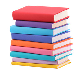 Stack of colorful books isolated on white