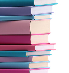 Stack of colorful books isolated on white