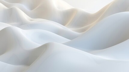 Obraz premium Minimalistic abstract white landscape with gentle curves and soft gradients, creating a calm and serene composition