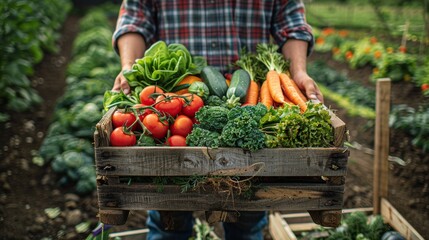 Harvesting Fresh Organic Vegetables In A Vibrant Garden During Autumn Season. Generative AI