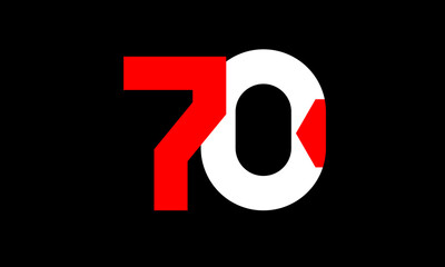 70 Red White Number Geometric Simple Fresh