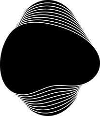 Circle black dynamic wavy shape. Element for tech, digital, future, network