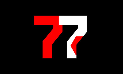 77 Red White Number Geometric Simple Fresh