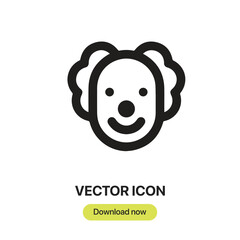 Clown icon vector. Linear-style sign for mobile concept and web design. Clown symbol illustration. Pixel vector graphics - Vector.