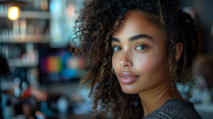 Fototapeta premium A woman with curly hair