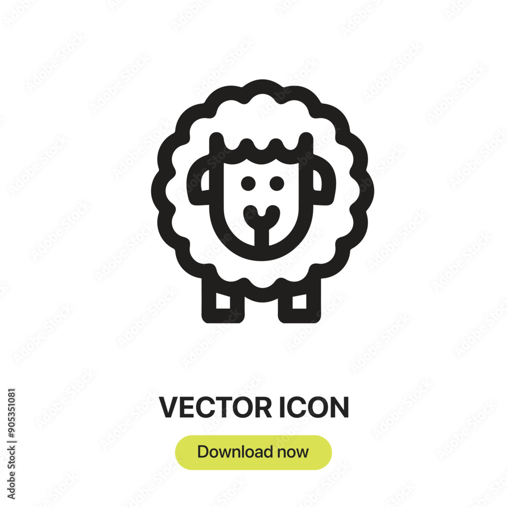 Poster sheep icon vector. linear-style sign for mobile concept and web design. sheep symbol illustration. p