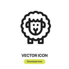 Sheep icon vector. Linear-style sign for mobile concept and web design. Sheep symbol illustration. Pixel vector graphics - Vector.