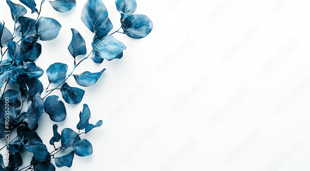 Sticker leaves on white background copy space for text