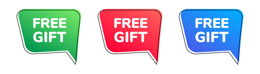 Free gift colorful speech bubble set. Vector icon