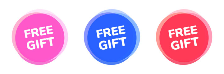 Free gift colorful sticker set. Vector icon