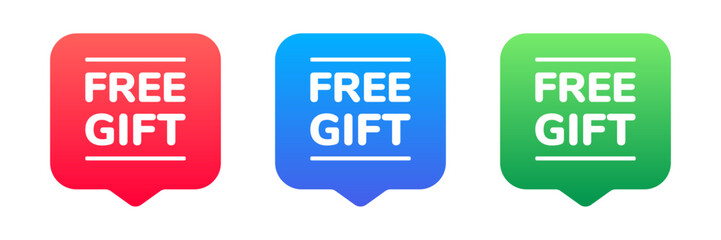 Free gift colorful pin set. Vector icon