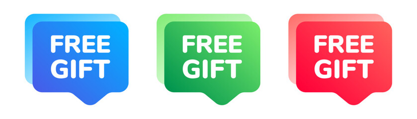 Free gift colorful speech bubble set. Vector icon