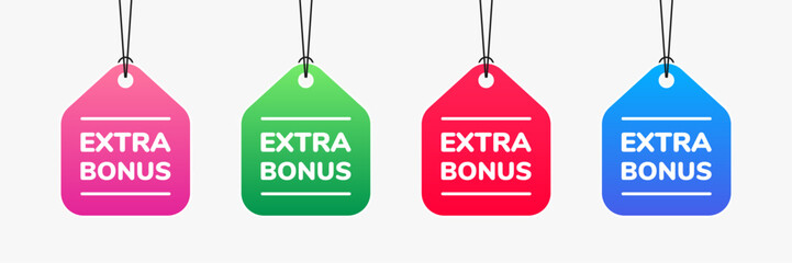 Extra bonus colorful tag set. Vector icon