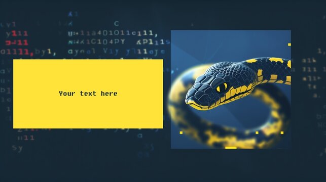 Template design of Python programming concept with a snake and code snippets.