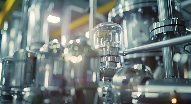 Factory industry with glass tubes, modern industrial revolution 4.0.