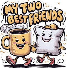 My two best friends quotes, mug and pillow, vector t-shirt design