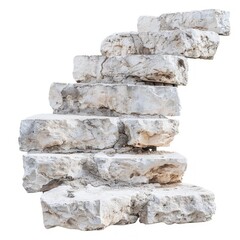 Medium shot of The marble stairs, isolated on a white background, bright and vivid tonality 
