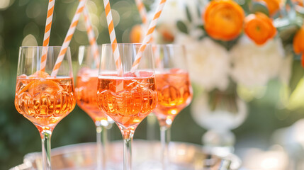 Aperol Spritz cocktails on the table at a holiday event