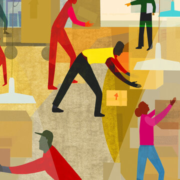People working in distribution