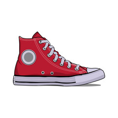 Red sneakers, running shoes, sneakers isolated, walking shoes