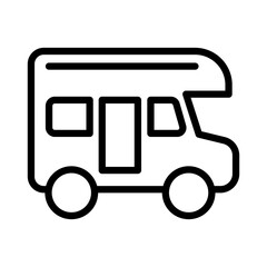 Caravan, motorhome icon in thin line style vector illustration graphic design