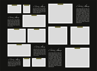 Obraz premium Pictures or photos frame collage. comics page grid layout abstract photo frames and digital photo wall template