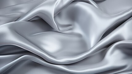 Obraz premium Silver silk fabric, cool and lustrous, laid flat with gentle ripples. 