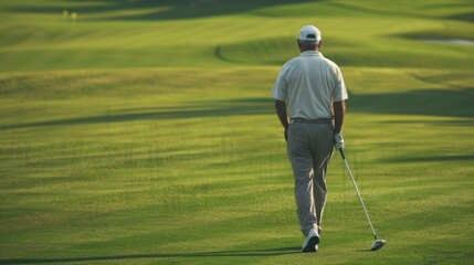 Fototapeta premium Golfer green field background generative ai