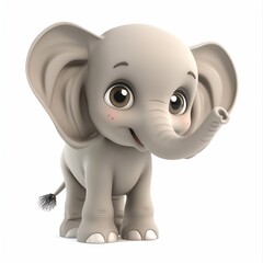 Cartoon elephant animal wildlife cute character isolated white