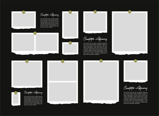 Pictures or photos frame collage. comics page grid layout abstract photo frames and digital photo wall template