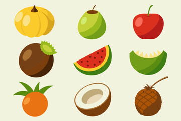 set of fruits, fruits and vegetables, set of fruits and vegetables, fruits and berries, Diverse Collection of Fruits, Vegetables, and Berries: Comprehensive Set of Illustrations, Graphics, and Artwork