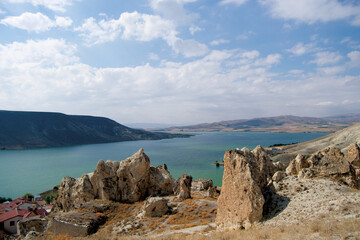 lake and mountains in the background, lake in the mountains, lake and mountains, capadokya, turkey
