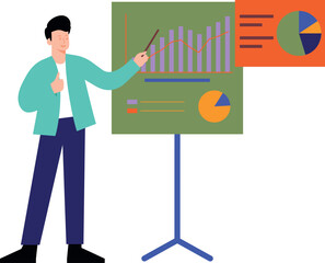 The boy is giving a business presentation.