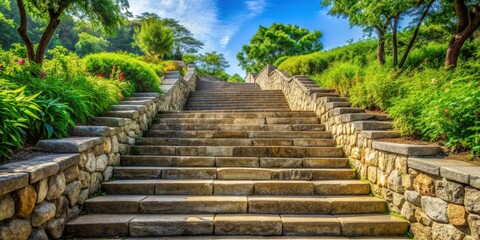 Stone stairs leading upwards in a scenic outdoor setting, stone, stairs, steps, pathway, climb, ascent, journey, outdoor