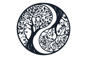 Round Tree vector cut file, tree decor 