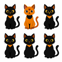 Set of Cats: Silhouettes, Patterns, and Funny Cartoon Cats - Diverse Collection of Feline Designs and Illustrations, set of cats, set of cats silhouettes,, pattern with cats, set of funny cartoon cats