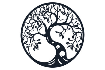 Round Tree vector cut file, tree decor 