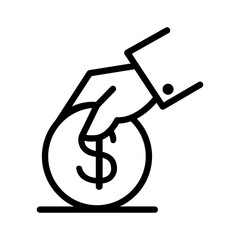 Saving icon in thin line style vector illustration graphic design