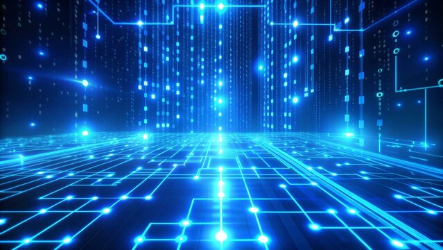 Digital Data Flow with Blue Glow Background for Professionals