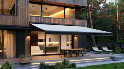 Fototapeta premium Modern Luxury Home Exterior at Dusk