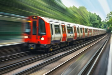 Obraz premium Commuter modern in motion Train - Tilt Shift Focus