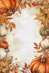Autumn Harvest Pumpkin Frame with Blank Space for Text