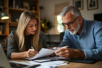 Estate Inheritance Planning with Financial Adviser - Profile View of Client Meeting for Wealth Succession Strategy