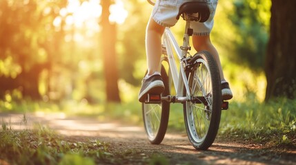 Child riding a bicycle in a park